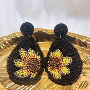 New Sunflower seed rice bead earrings